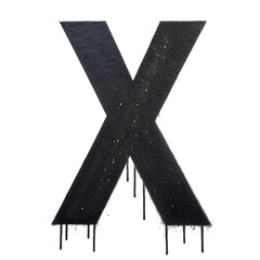Black spray paint letter x isolated on transparent background