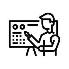 Businessman presenting data analytics on a whiteboard with a confident demeanor
