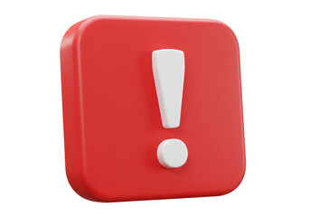 Isolated Red Exclamation Mark Icon on Square