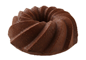 Isolated Chocolate Bundt Cake with Texture