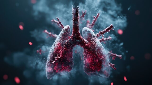 This captivating 3D render of human lungs represents both the beauty of human anatomy and the vital importance of respiratory health in our lives and overall well-being.
