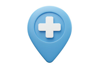 Obraz premium Isolated Blue Location Pin with Medical Cross