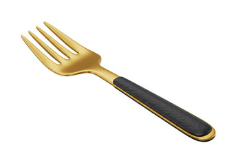 Isolated Golden Fork with Black Handle Elegant Utensil