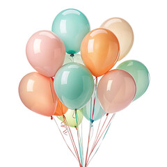 Pastel balloons bunch isolated on transparent background