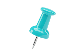 Isolated Teal Push Pin with Metal Point