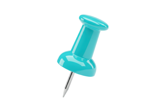 Isolated Teal Push Pin with Metal Point