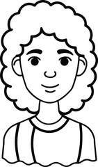 Curly Hair Girl Avatar Icon Design.