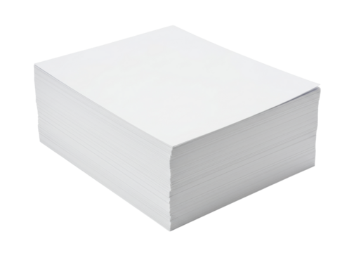 Isolated Stack of Pristine White Printing Paper