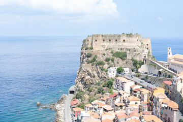 Landscape of Scilla in Italy,  town on sea.
