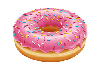 Isolated Sweet Pink Donut with Colorful Sprinkles