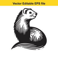 Elegant Sable Illustration A Captivating Black and White Vector Image Revealing the Beauty of Wildlife