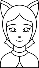 Cute Cat Ear Avatar Icon Outline.