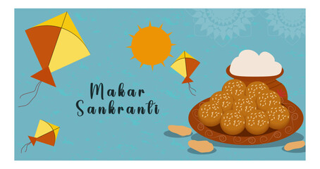 Joyful Makar Sankranti Scene with Kites, Sweets, and Sunny Sky-02