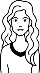 Female Avatar Icon with Wavy Hair.