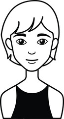 Female Avatar with Pixie Hairstyle Outline.