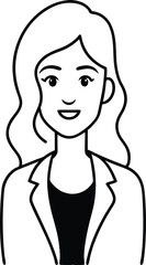 Female business profile icon line art.