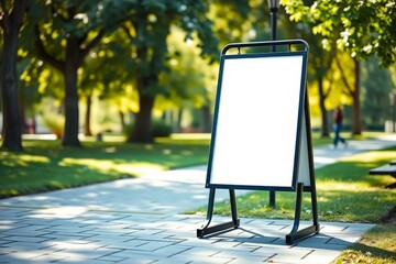 Blank Signboard Outdoors Park Advertisement Mockup