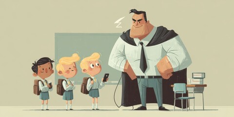 Students awaiting a stern teacher.