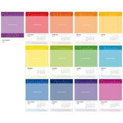 Calendario 2026 Semplice Template in Italiano, 12 pagine più copertina formato A3 - festività italiane