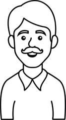 Man Avatar Outline Icon With Mustache.