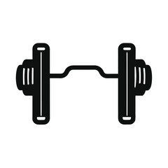 Black dumbbell icon on white background