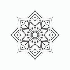 Beautiful Mandala Flower Design: Intricate Black and White Pattern