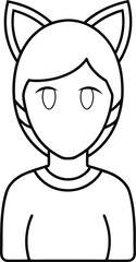 Minimalist Avatar Icon With Cat Ears.
