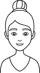 Minimalist Female Profile With Bun Hair Design.