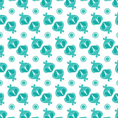 Repeating Teal Shapes on White Surface