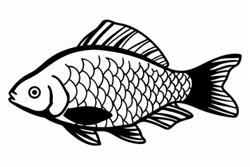 Detailed Hand-Drawn Fish Outline Vector Art for Graphic Designers