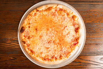 Plain pizza on a tray