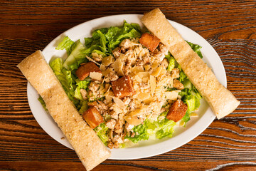 Caesar salad on a plate