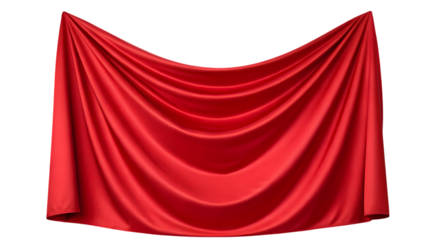 Red draped fabric isolated on transparent background