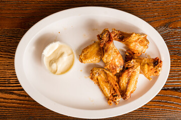 Chicken wings with dipping sauce
