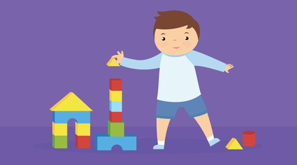 boy playing with blocks and toys vector illustration design image vector illustration design