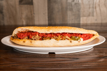 Cheesesteak with marinara sauce