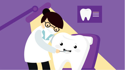 Dentist examining a tooth in a dental office. Dentistry concept
