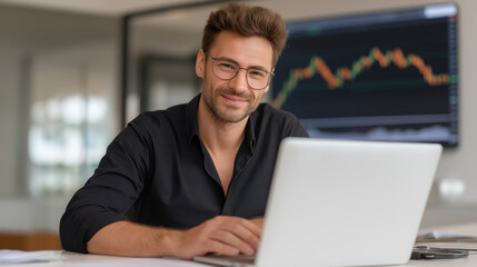 Fototapeta premium Financial Analyst Analyzing Market Data and Trends