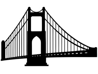 Obraz premium Suspension Bridge Silhouette Vector