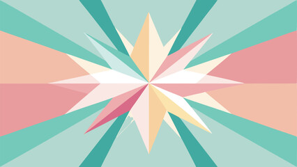 Geometric colorful starburst illustration with pastel tones and abstract graphic design