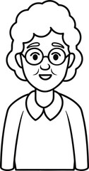 Senior Woman Portrait with Glasses Outline.