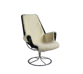 Fur Office Arm Chair On PNG Transparent Background .Cut-Out Clipping Path With Adobe Photoshop Pen...
