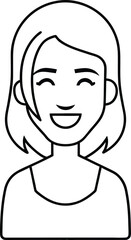Winking Woman Face Avatar Outline.