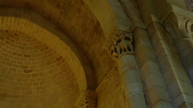 Interior of the church of Santa Eufemia de Cozuelos in Olmos de Ojeda, in the natural region of the La Ojeda Valley. Palencia, Castile and Le&oacute;n, Spain. Europe