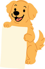 Golden Retriever Holding a Blank Sign