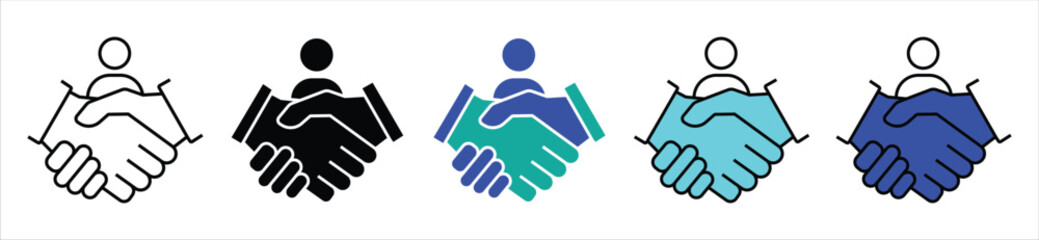 Handshake Icons – Partnership, Agreement, and Collaboration Symbols