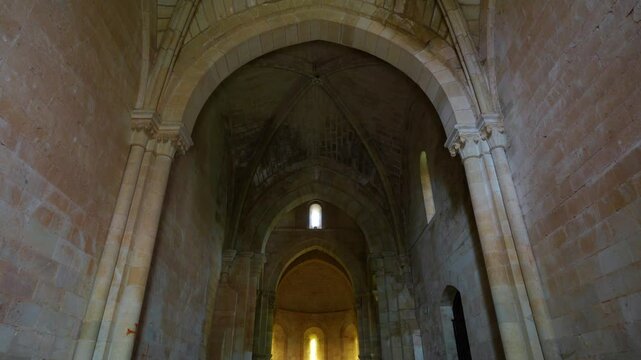 Interior of the church of Santa Eufemia de Cozuelos in Olmos de Ojeda, in the natural region of the La Ojeda Valley. Palencia, Castile and Le&oacute;n, Spain. Europe