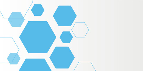 Abstract blue hexagon banner background.