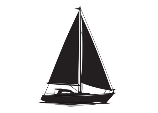 Sail boat logo silhouette vector design, sail boat logo icon silhouette, sailboat sailing ship logo vector illustration, sailboat and sailing ship vector silhouette logo design on white background