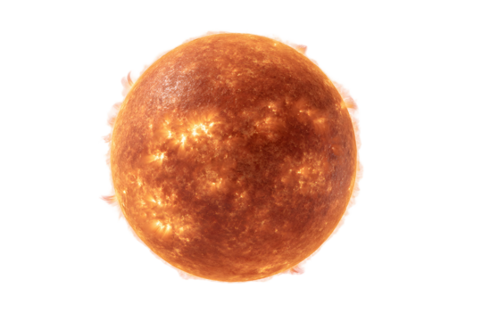 Image of the Sun with visible surface details against a transparent background